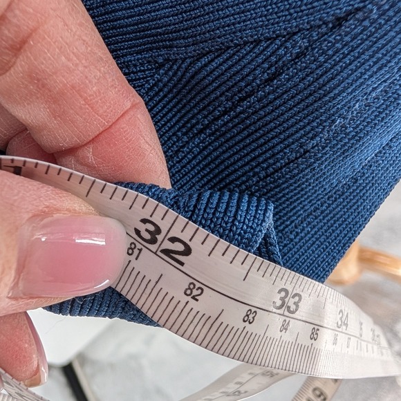 Herve Leger Kahli Bandage Dress S Royal Blue V-Neck 3/4 Sleeve Bodycon Y2K Glam - Picture 10 of 14